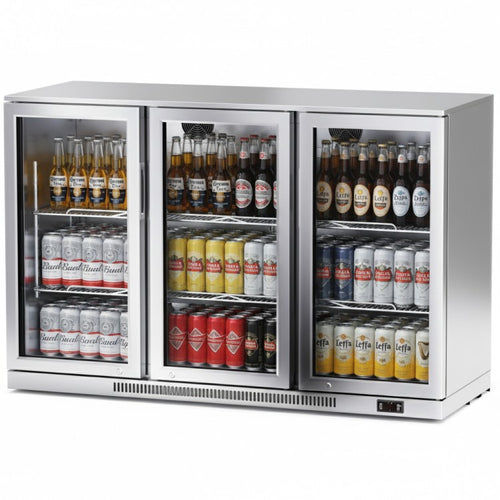 Professional 312L 3 Hinged Glass Door Back Bar Cooler – Stainless Steel | SSBC03PP