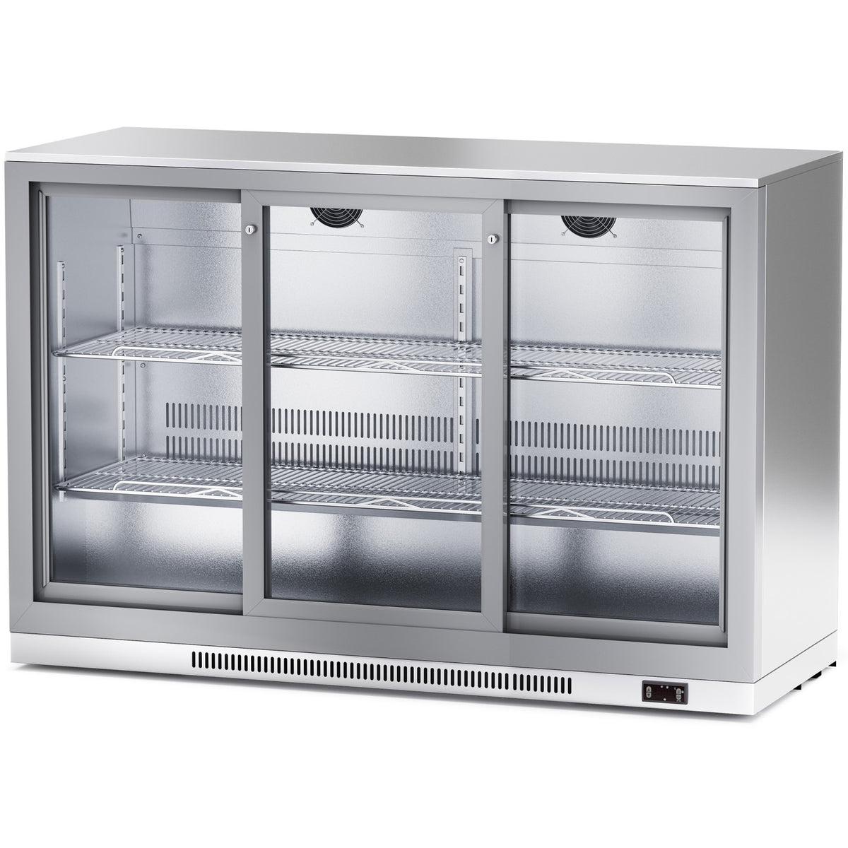 Back bar cooler 3 sliding doors 312 litres Stainless steel - SSBC03PS