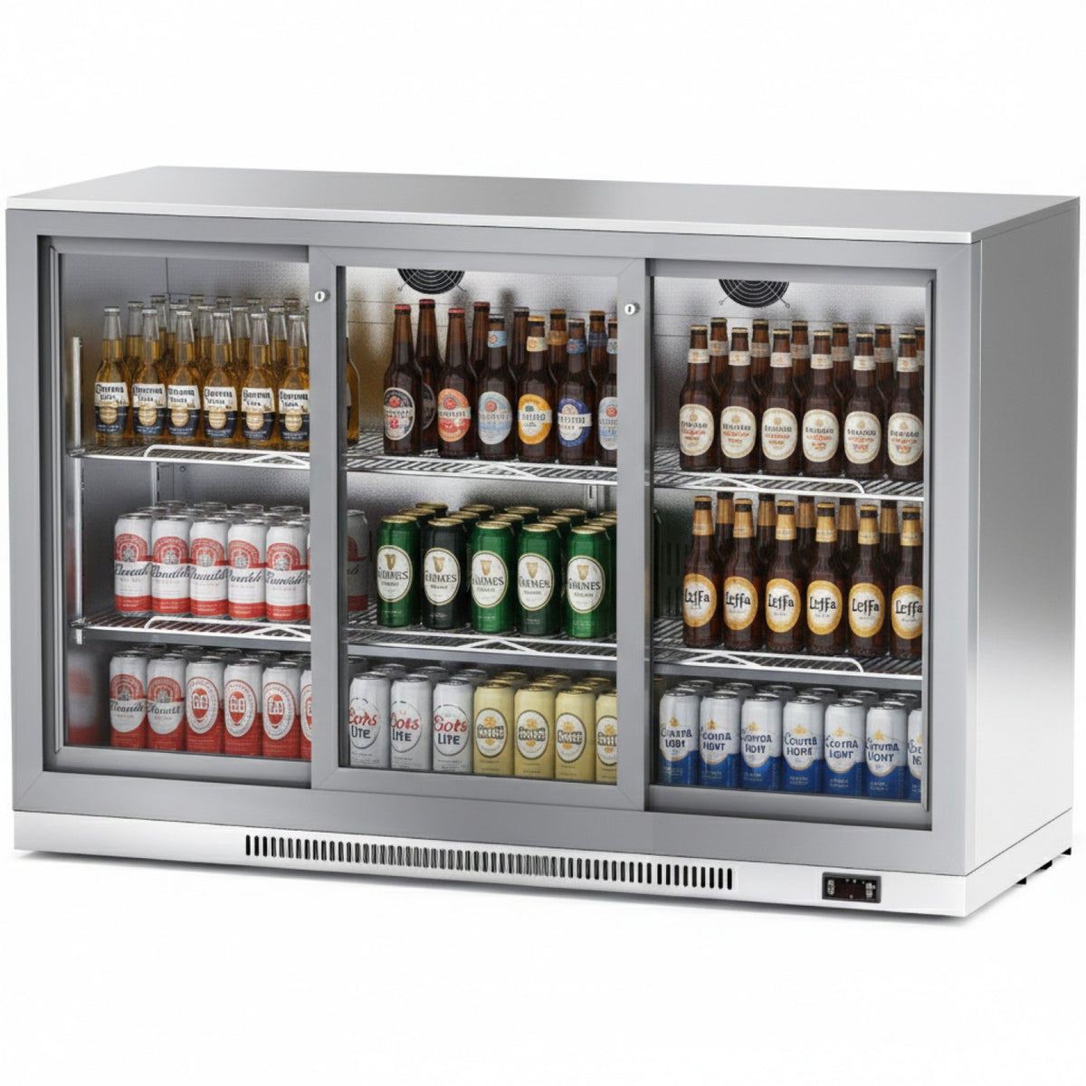 Back bar cooler 3 sliding doors 312 litres Stainless steel - SSBC03PS