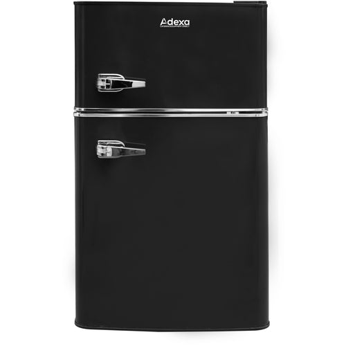 Double Door Retro Refrigerator with Freezer 90 Litre Black - BCD90