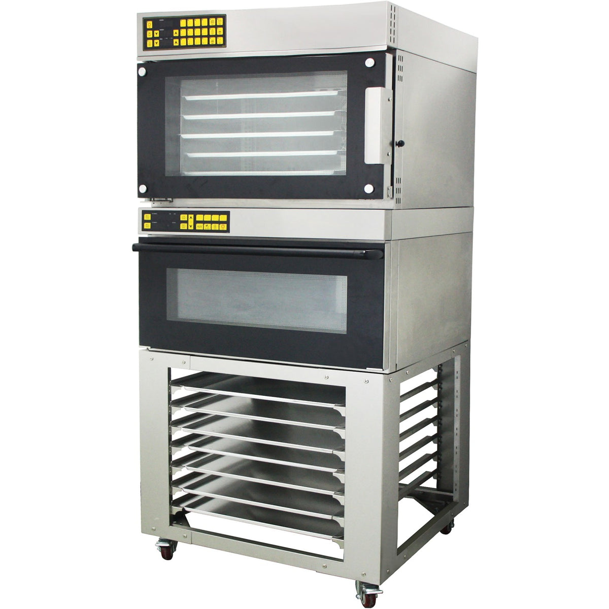 Combi/Convection Oven Base with GN Pan Rack Stainless Steel 7 Layers Mobile with Wheels Fits GN 1/1 Pans - BCF95N