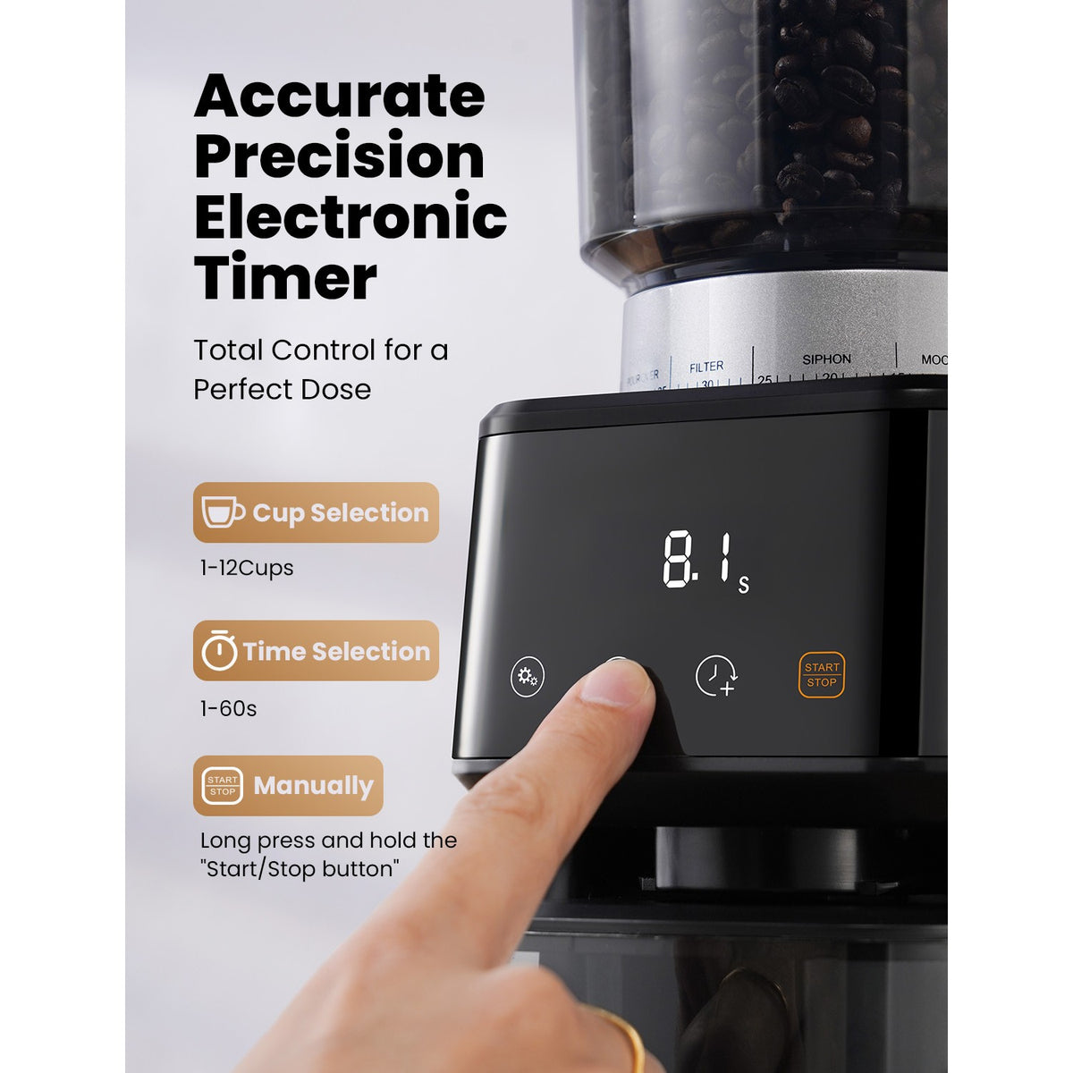 Commercial Coffee Grinder 350g Bean Capacity - BDCG018