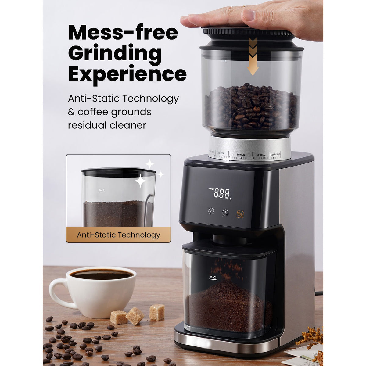 Commercial Coffee Grinder 350g Bean Capacity - BDCG018