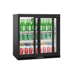 GGM Gastro BKTG220SSN 220L Back Bar Cooler 900mm — front view with sliding glass doors closed