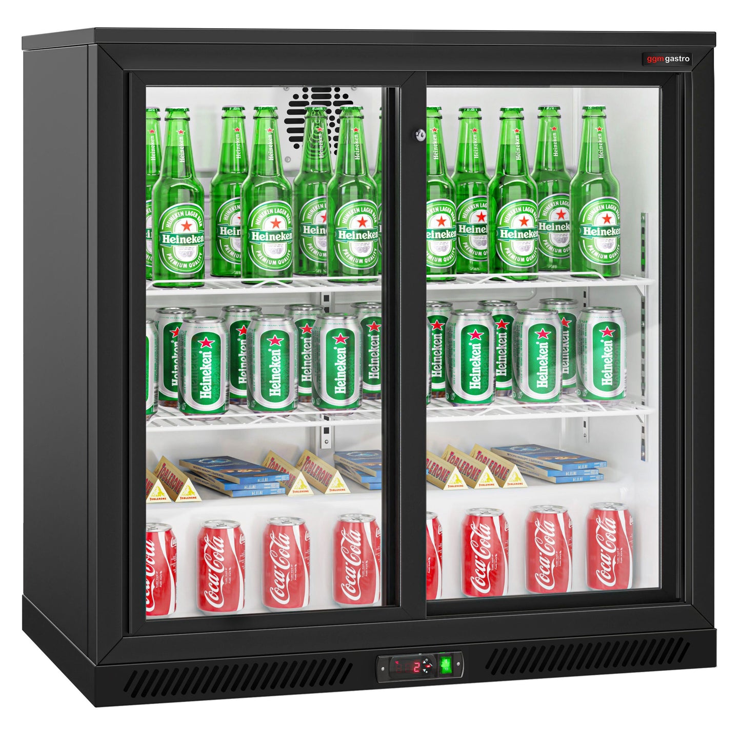 GGM Gastro BKTG220SSN 220L Back Bar Cooler — angled front view