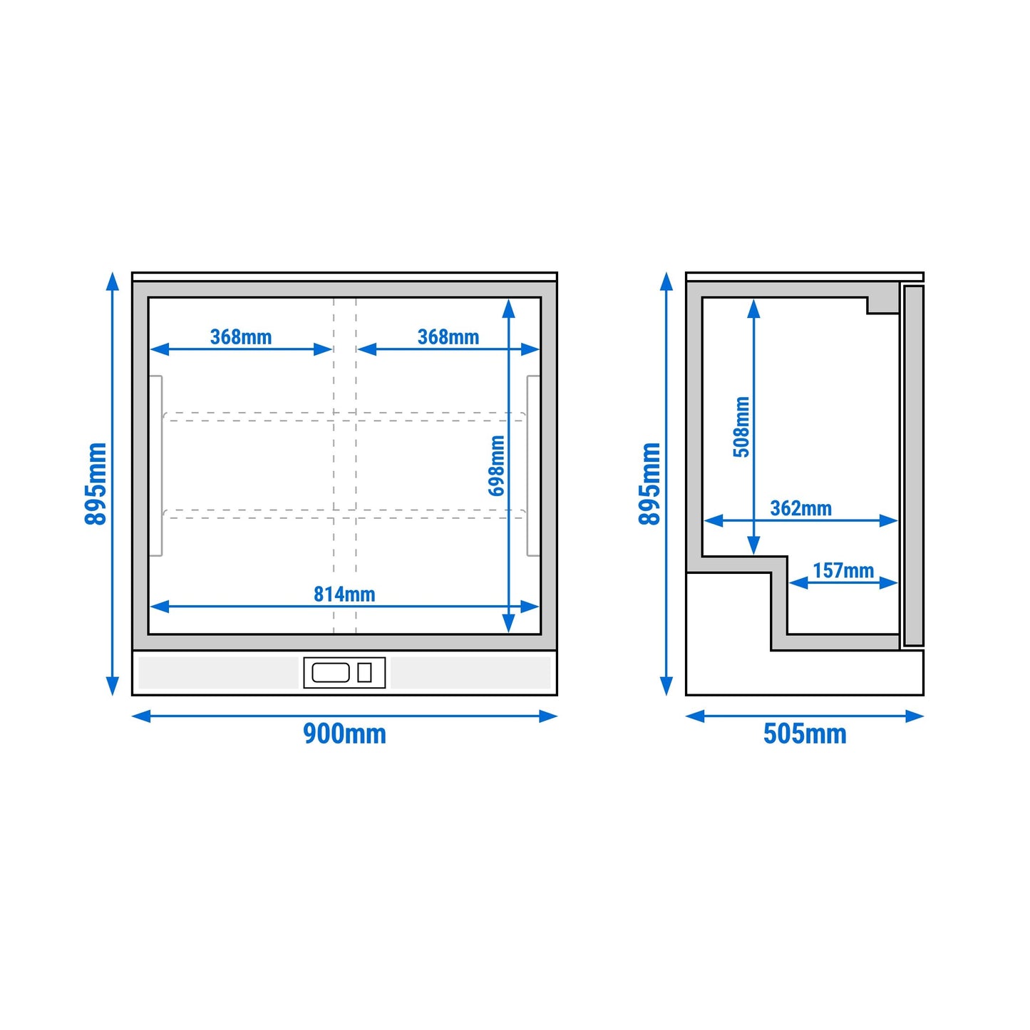GGM Gastro BKTG220SSN 220L Back Bar Cooler — technical dimensions drawing
