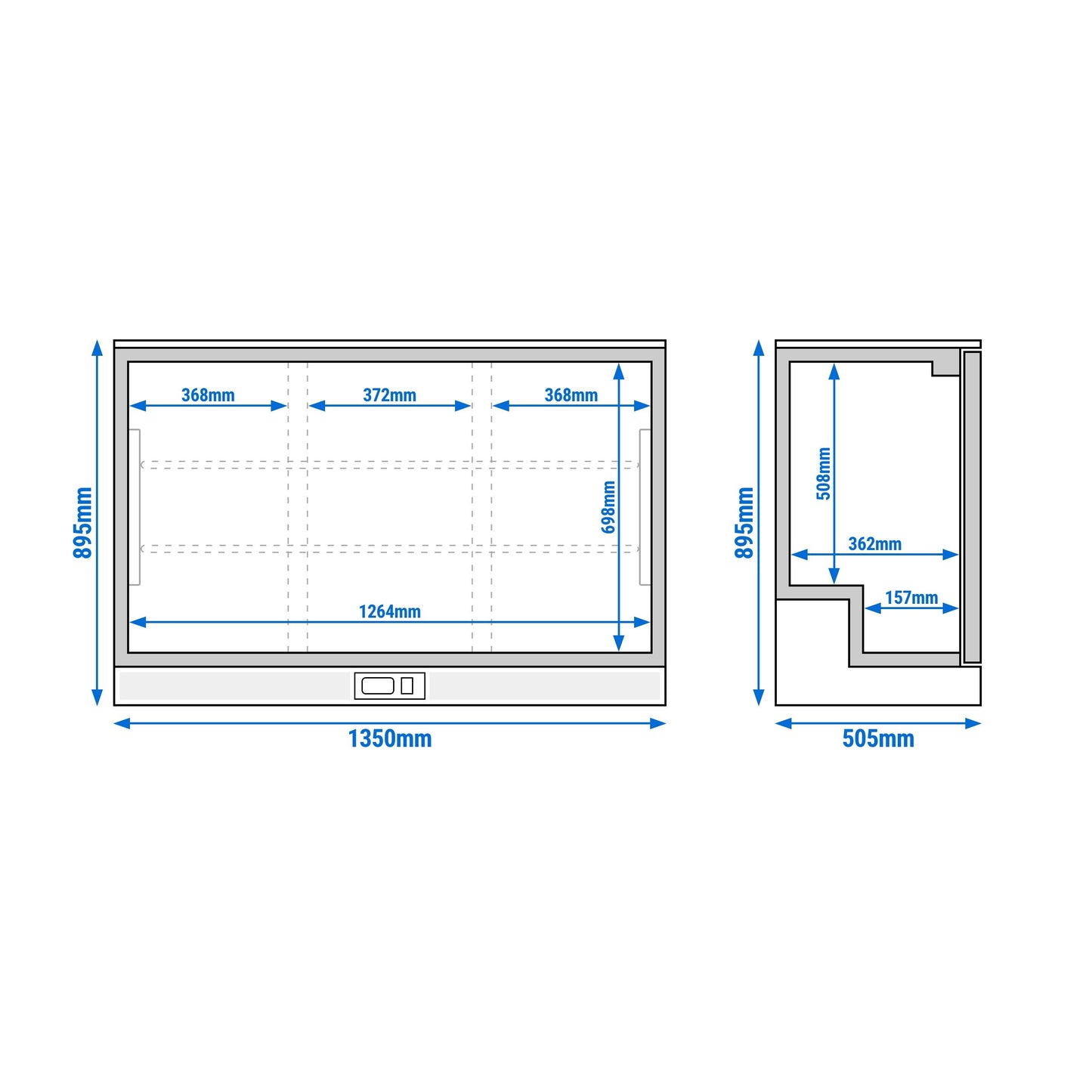 GGM Gastro BKTG320SN-UK 320L Back Bar Cooler — technical dimensions drawing