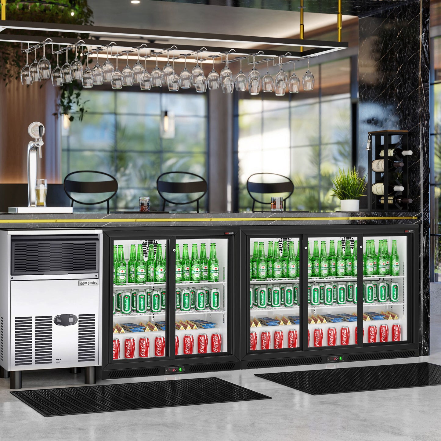 GGM Gastro BKTG220SSN 220L Back Bar Cooler — lifestyle room shot in bar setting