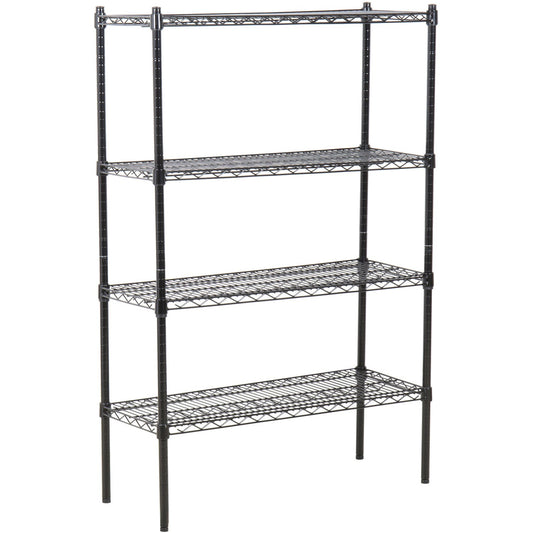 Commercial Shelving Unit 4 Tier 1000kg Width 1200mm Depth 600mm Black Wire