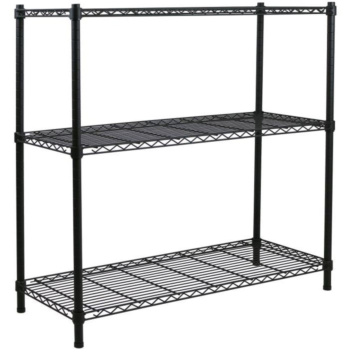 Commercial Shelving unit 3 tier 750kg Width 1200mm Depth 350mm Black wire - AMJ544