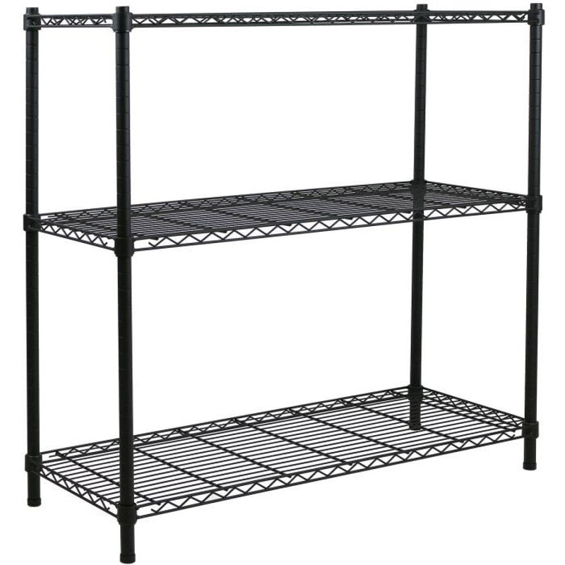 Commercial Shelving unit 3 tier 750kg Width 750mm Depth 350mm Black wire - AMJ536