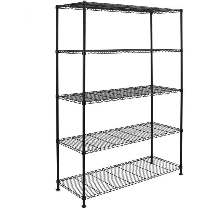 Commercial Shelving unit 5 tier 200kg/shelf Width 1500mm Depth 450mm Black wire - EB15045180A5