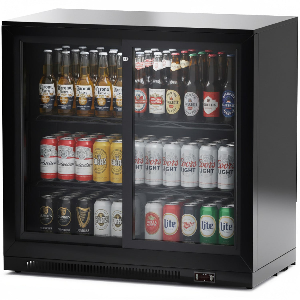 Back bar cooler 2 sliding doors 220 litres Black - BLBC02PS