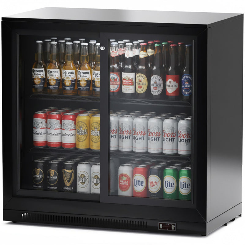 Back bar cooler 2 sliding doors 220 litres Black - BLBC02PS