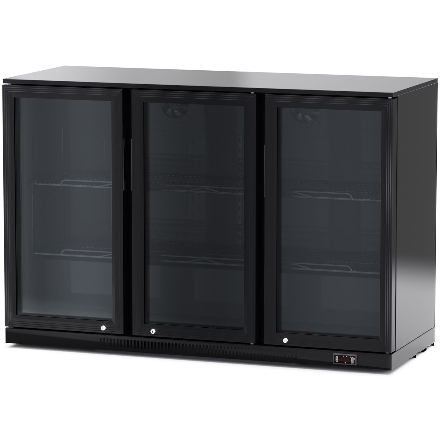 Professional 312L 3 Hinged Glass Door Back Bar Cooler – Black | BLBC03PP