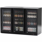 Professional 312L 3 Hinged Glass Door Back Bar Cooler – Black | BLBC03PP