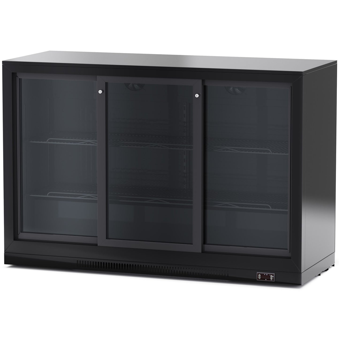 Professional 300L 3 Sliding Glass Door Back Bar Cooler – Black | BLBC03PS