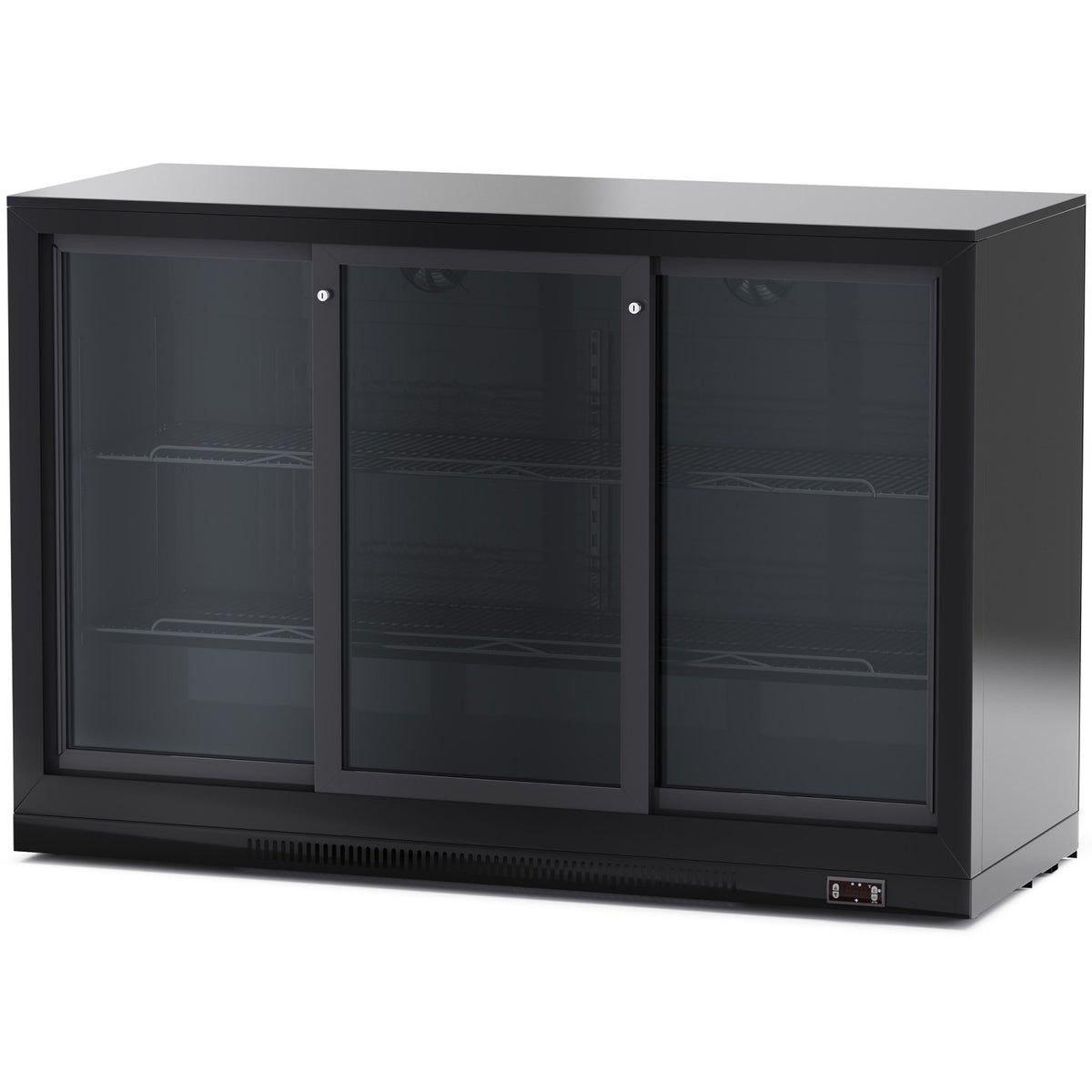 Back bar cooler 3 sliding doors 300 litres Black - BLBC03PS