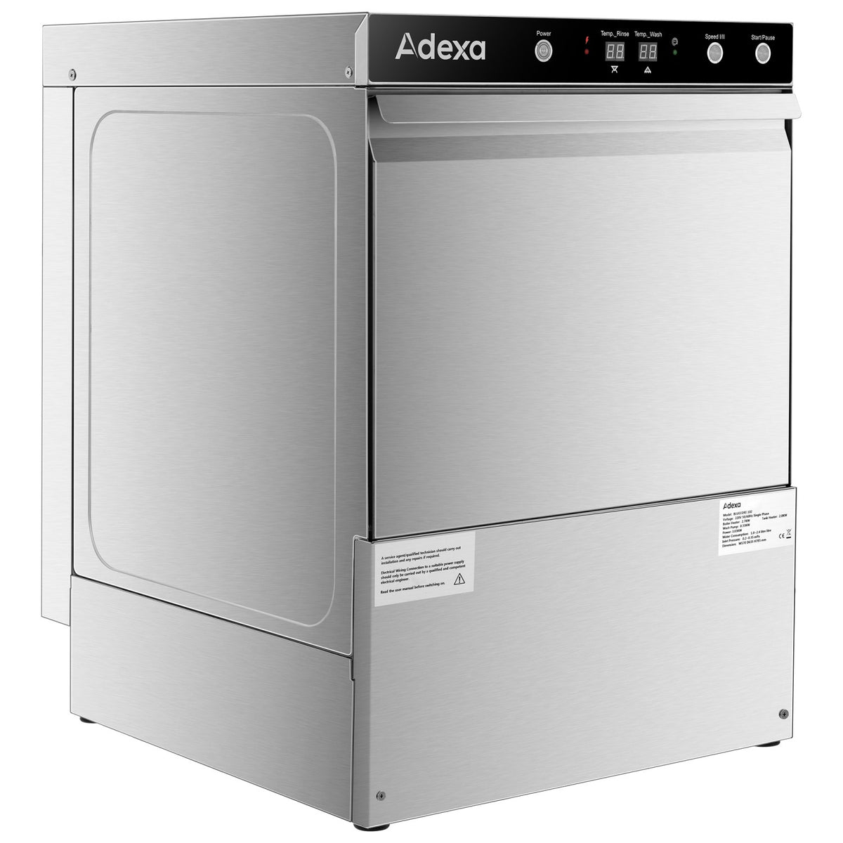 Commercial Undercounter Dishwasher 500x500mm 40 Racks/h 3.03kW - BLUECORE102