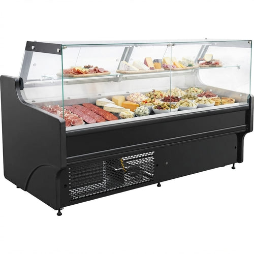 Serve over Deli counter Black front Straight glass front Width 1955mm - BLUEL108