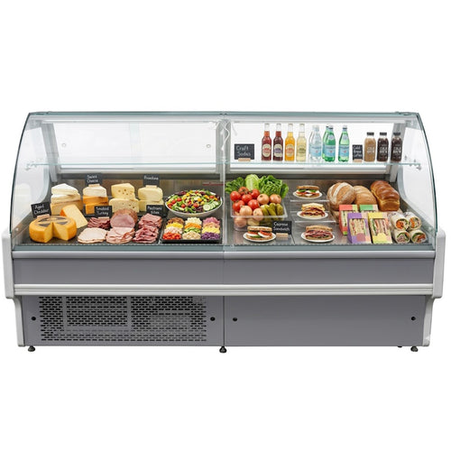 Serve over Deli counter Curved glass front Width 1800mm - BLUEL118