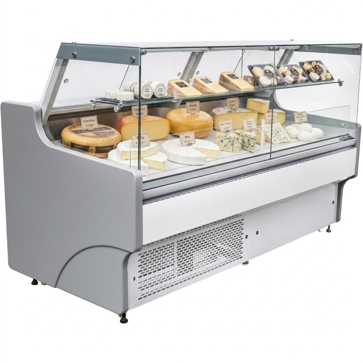 Serve over Deli counter White front Straight glass front Width 1580mm - BLUEL130