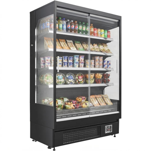 Wall Cabinet Multi Deck Refrigerator Night Curtain Black 1940x700x2000mm - BLUEL210