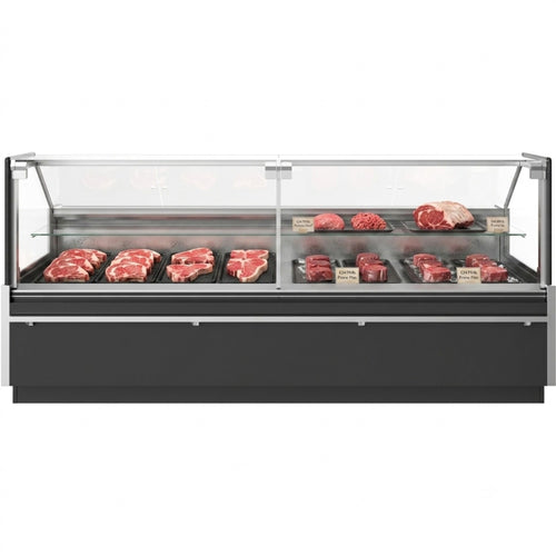 Commercial Open Deli Serve Over Counter Straight Glass Front Height Adjustable Feet 1250x960x1190mm - BLUEL224