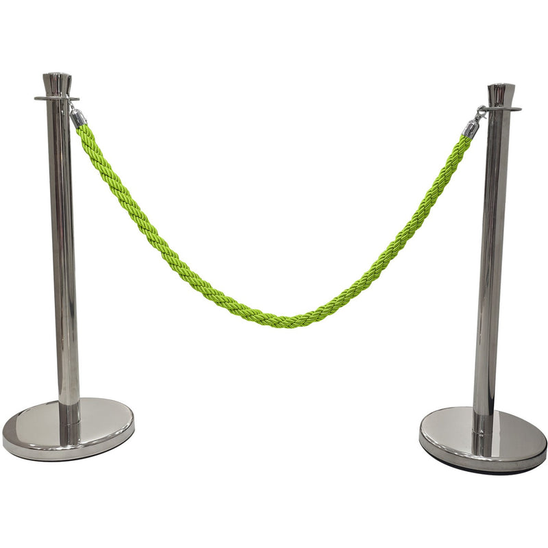 Green Braided Stanchion Rope with Silver ends 1.5m - BR01GS