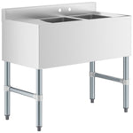 Commercial Sink Stainless steel 2 Bowl Left side Drain board - BS2T36L