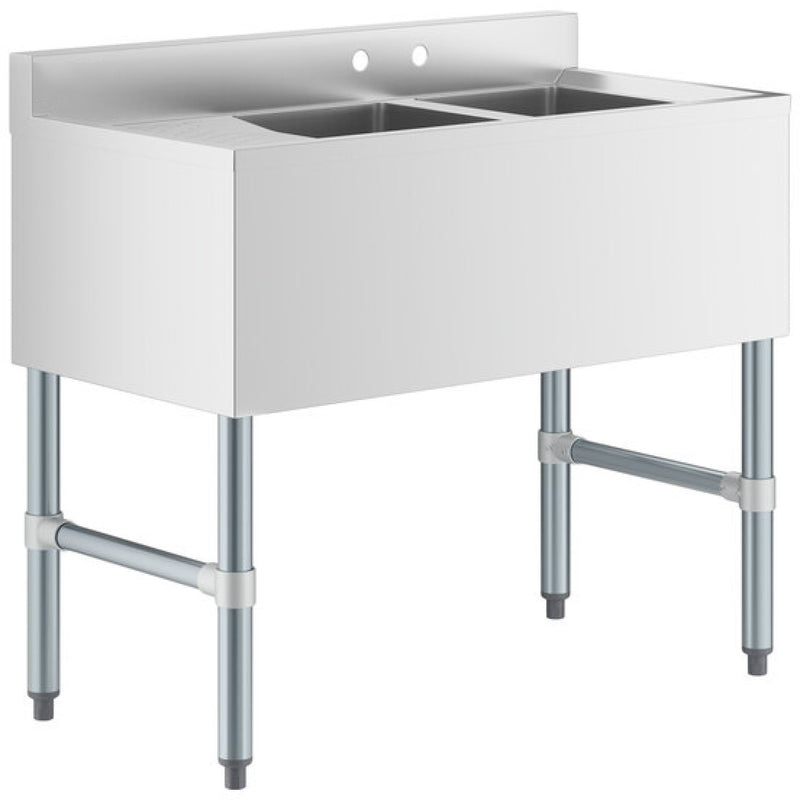 Commercial Sink Stainless steel 2 Bowl Left side Drain board - BS2T36L