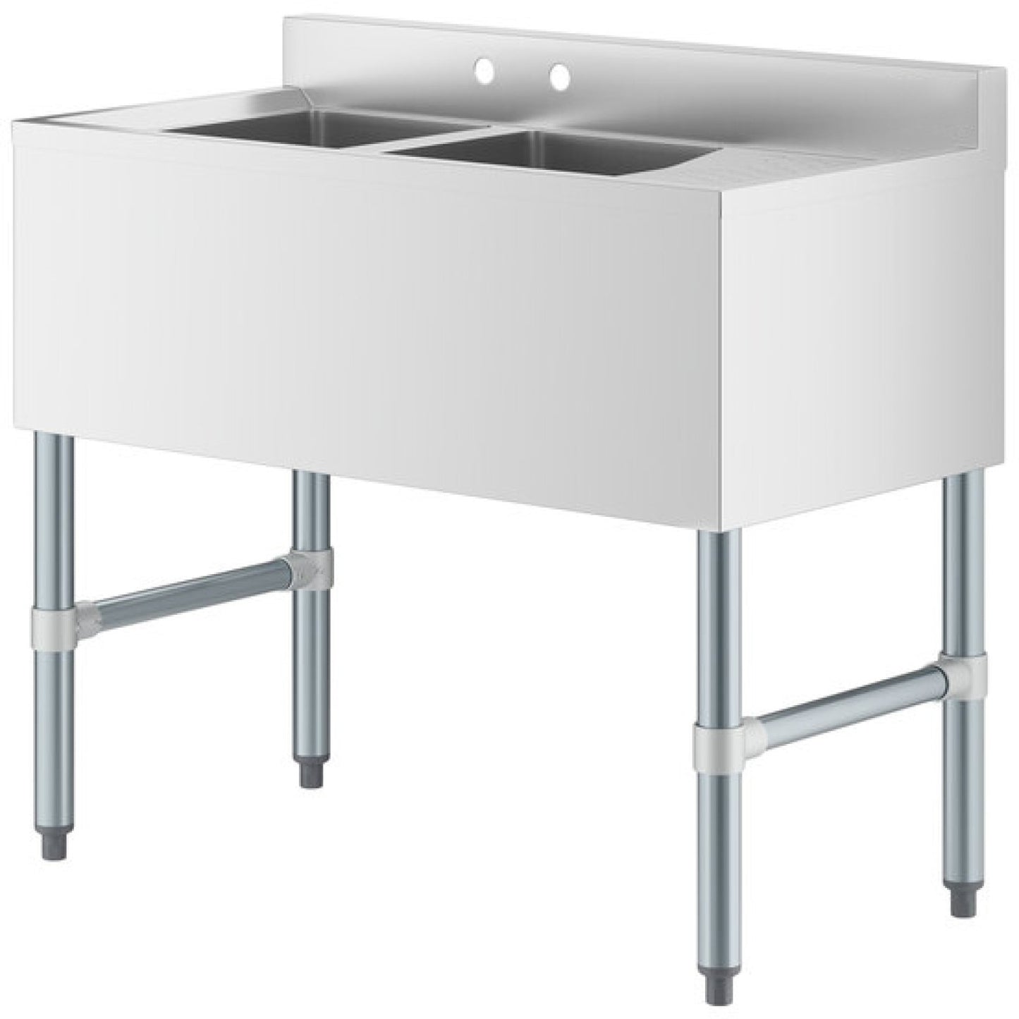 Commercial Sink Stainless steel 2 Bowl Right side Drain board - BS2T36R
