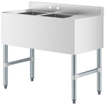 Commercial Sink Stainless steel 2 Bowl Right side Drain board - BS2T36R