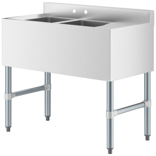 Commercial Sink Stainless steel 2 Bowl Right side Drain board - BS2T36R