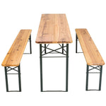 Three Piece Foldable Beer Table and Bench Set, Wooden Outdoor Garden Furniture 1800x800x770mm - BT18080