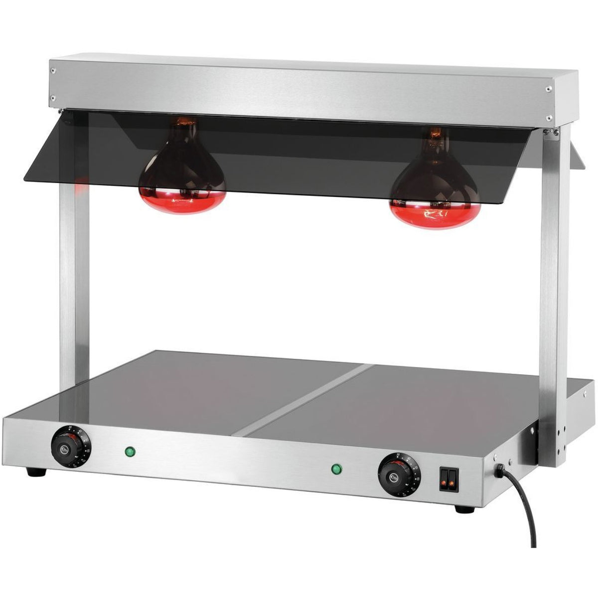 Buffet food warmer with gantry Tempered glass 2 infrared lamps Sneeze guards 2xGN1/1 - TC2F