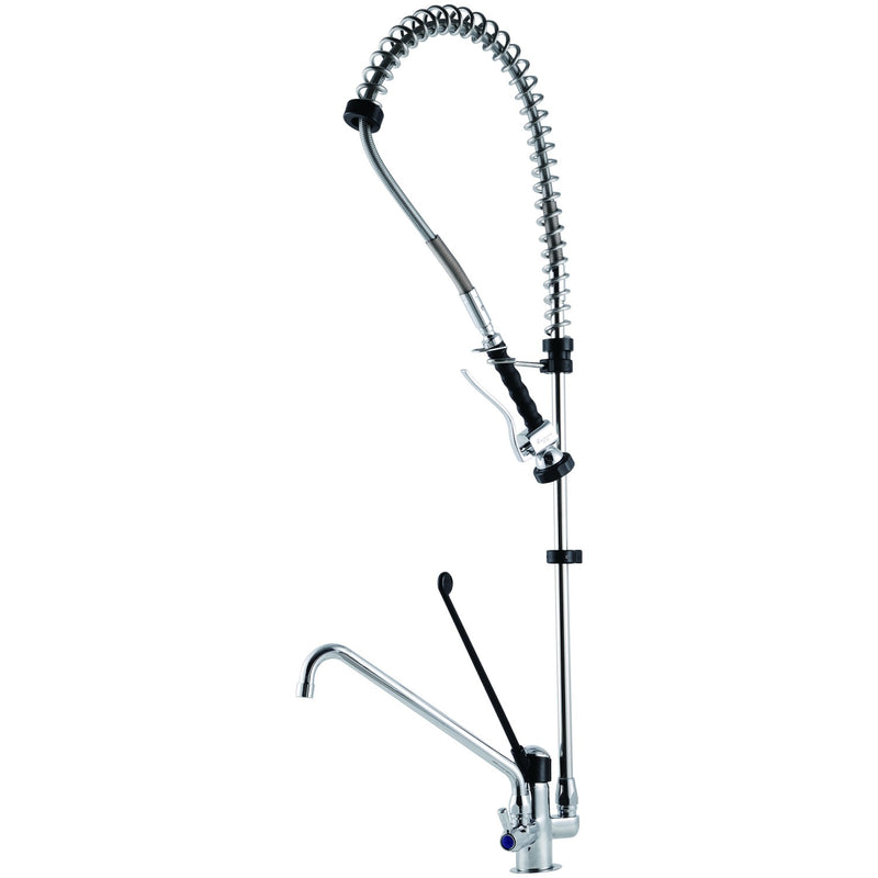 Commercial Deck-Mounted Pre-Rinse Spray Unit with Add-On Faucet & 6" Wall Bracket Chrome - BXF212