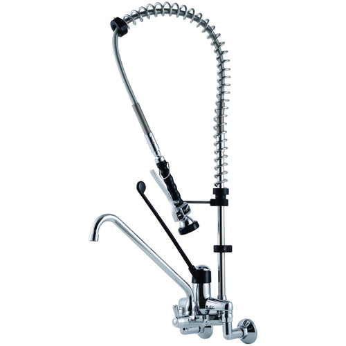 Commercial Wall-Mounted Pre-Rinse Spray Unit with Add-On Faucet & 6" Centres Chrome - BXF214