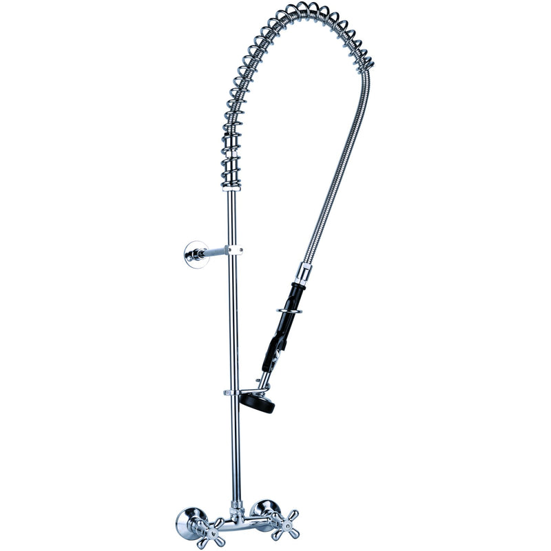 Commercial Deck-Mounted Pre-Rinse Spray Unit with Wall Bracket Chrome - BXF222