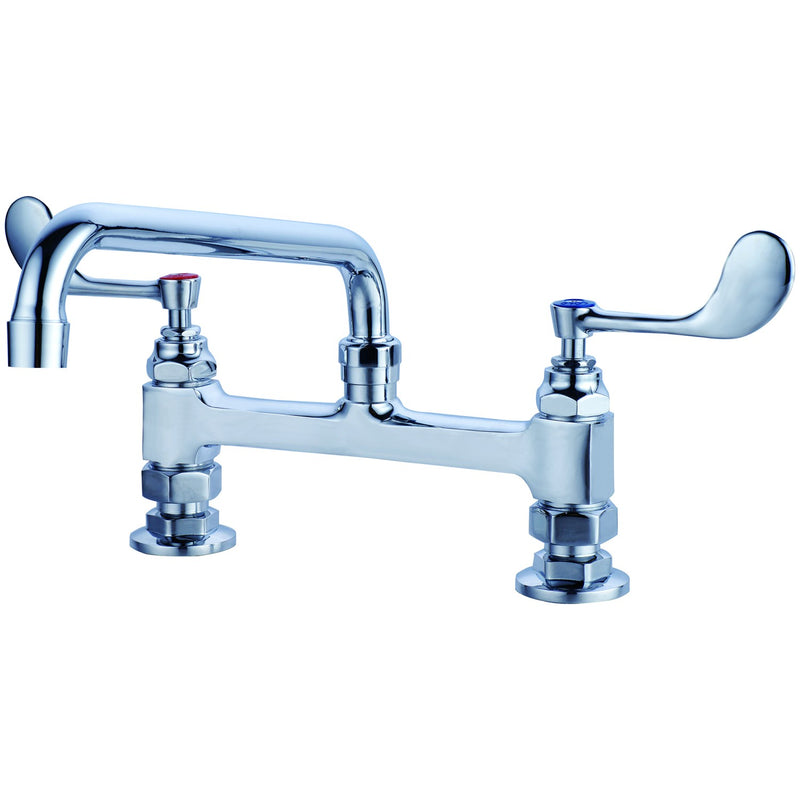 8" Deck Mounted Commercial Faucet with 8" Swing Spout & Wrist-Action Handles Chrome - BXF230
