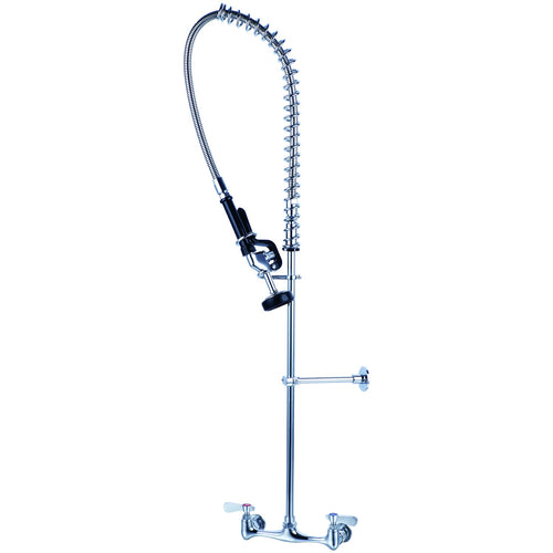 8" Center Wall Mounted Pre-Rinse Unit with 18" Riser & 44" Hose & Spray Valve Chrome - BXF246