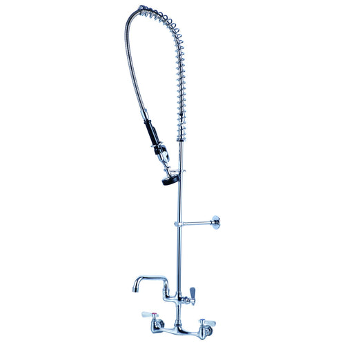 8" Center Wall Mounted Pre-Rinse Unit with Add-On Faucet & 18" Riser & 44" Hose & 12" Swing Spout - BXF248