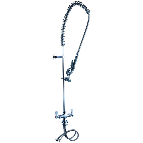Deck Mounted Pre-Rinse Unit with Add-On Faucet & 18" Riser & 44" Hose & 12" Swing Spout Chrome - BXF250