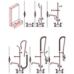 8" Center Deck Mounted Pre-Rinse Unit with 18" Riser & 44" Hose & 12" Add-On Spout Chrome - BXF252