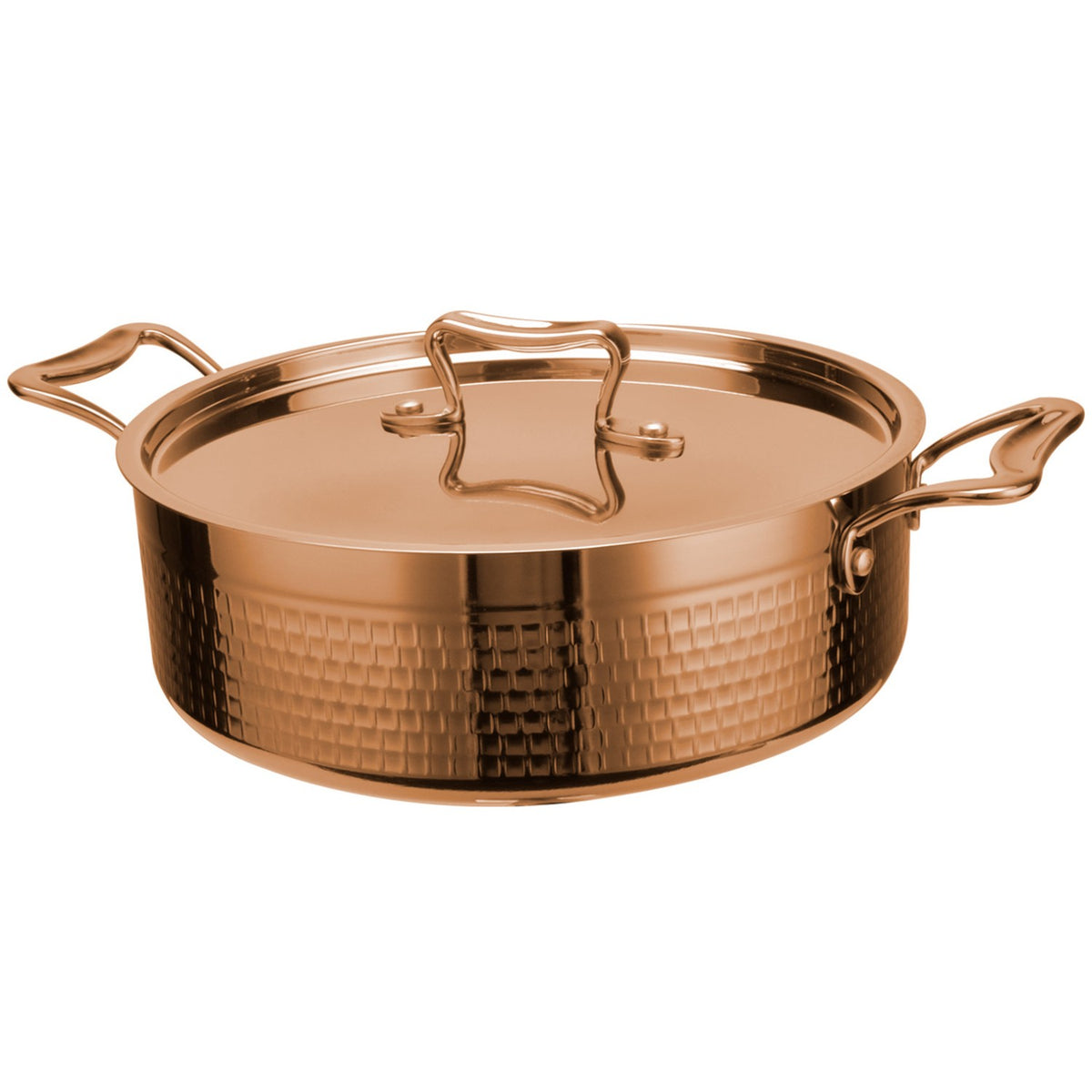 Hammered Triple-Layer Stainless Steel Saucepan ø280×100mm 6L Copper Finish - C0311011C