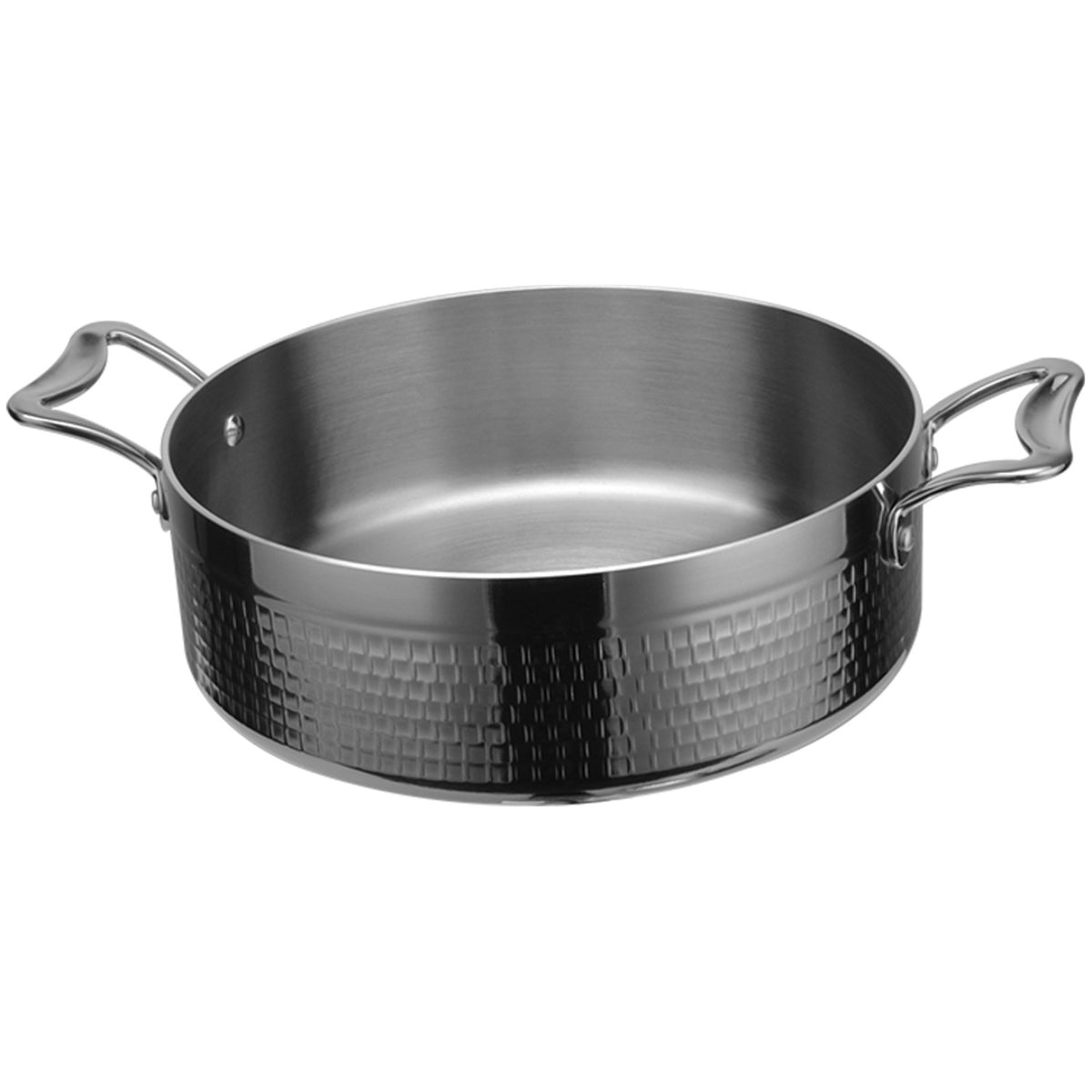 Hammered Triple-Layer Stainless Steel Saucepan ø260×85mm 4.5L Silver Finish - C0311010S