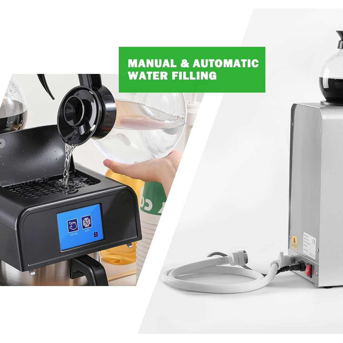 Commercial Filter Coffee Machine Manual & Automatic Fill 1.8 Litre 2 Glass Jugs - CB02A1