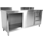 Commercial Worktop Floor Cupboard 3 drawers Right 2 sliding doors Stainless steel 1800x600x850mm Upstand - VTC186R3B