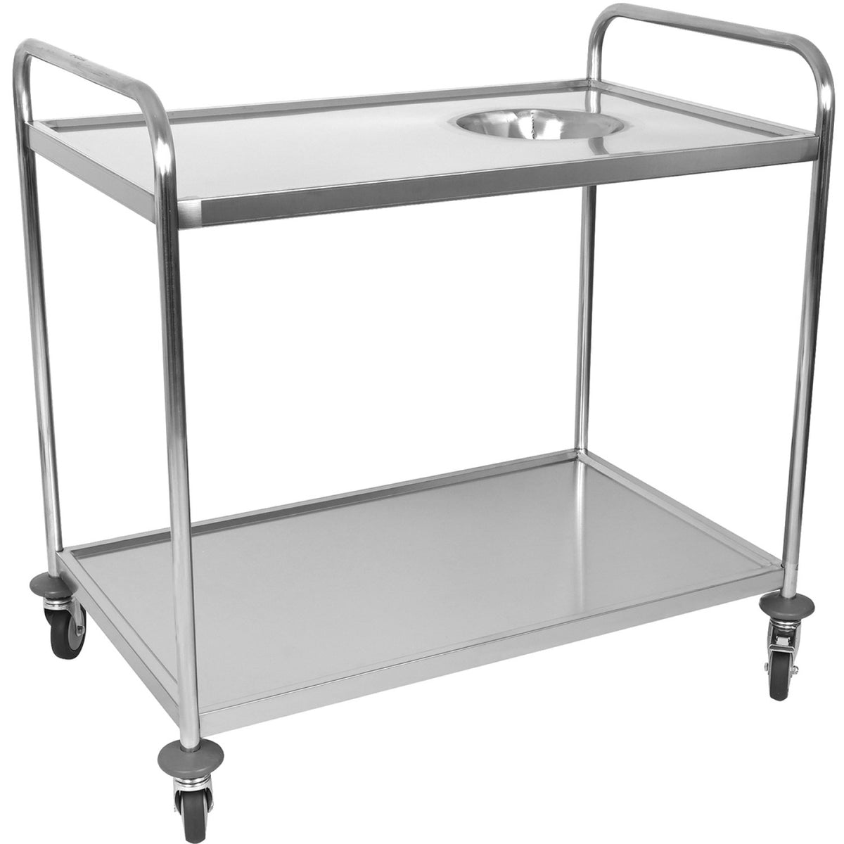 Commercial 2-Tier Stainless Steel Waste Sorting Trolley with Cutlery Tray Slot 1000×620×1000mm - CG10062