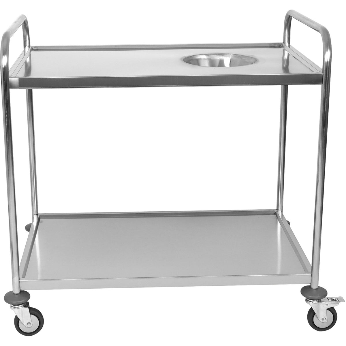 Commercial 2-Tier Stainless Steel Waste Sorting Trolley with Cutlery Tray Slot 1000×620×1000mm - CG10062